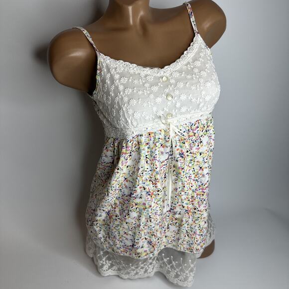 Unbranded Tops - Lace Butterfly Button Floral Camisole Confetti Floral Fairycore Cottage S